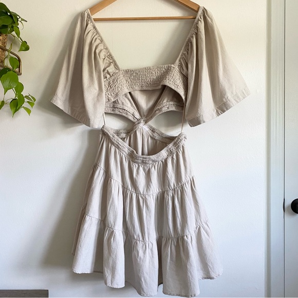 Free People Cross Of Sunlight Mini Dress in Pebbles - Picture 6 of 8